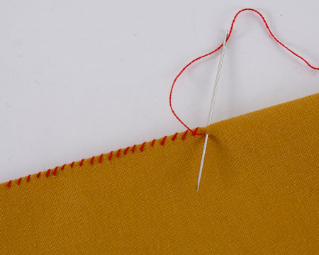 Over edge stitch in progress